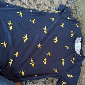 Denim & Flower Navy Tee with Yellow Accents